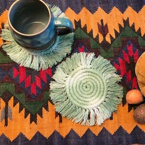 Tie dye macrame coasters